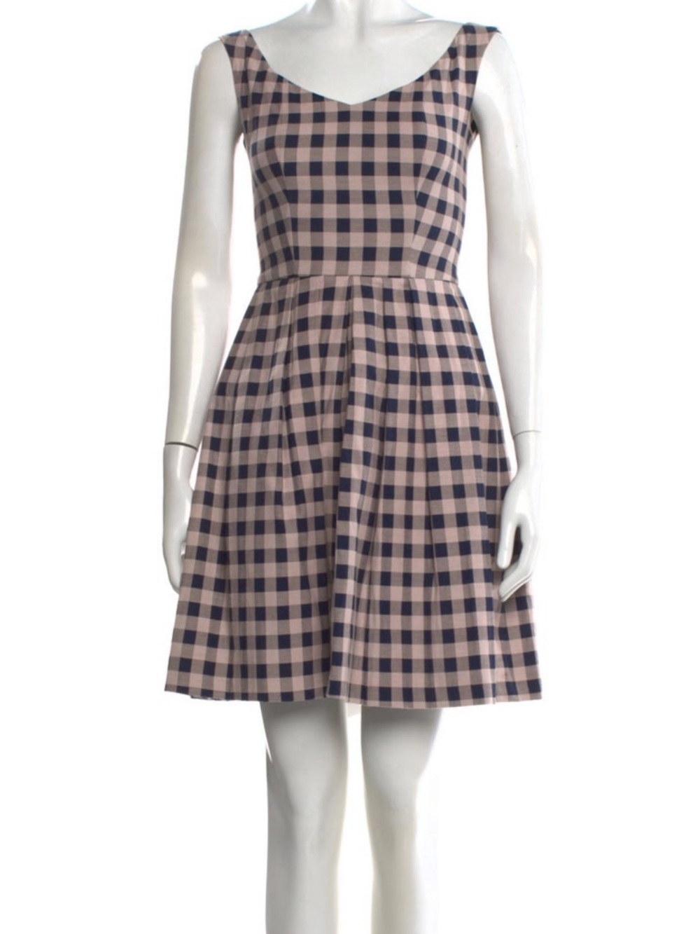 Pinko Blush and Navy Gingham Fit-and-Flare Mini Dress